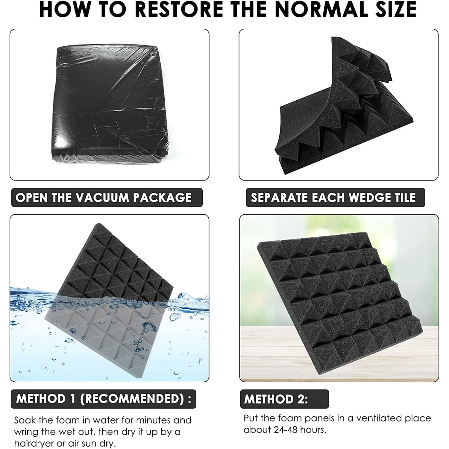 Pyramid Soundproofing Studio (Set of 18) Acoustic Foam 1'x1' - 1 Inche (Black)