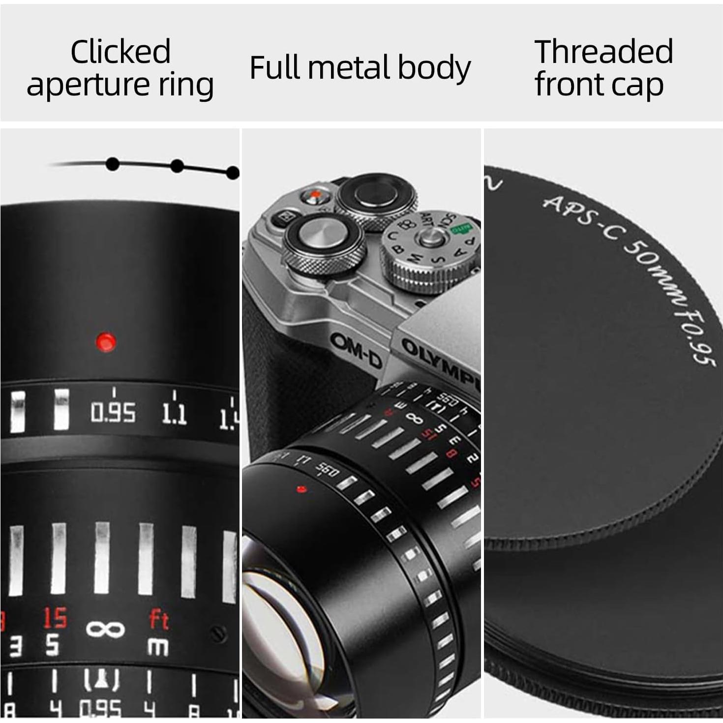 Lente TTArtisan 50mm F0.95 APS-C Enfoque Manual M4/3