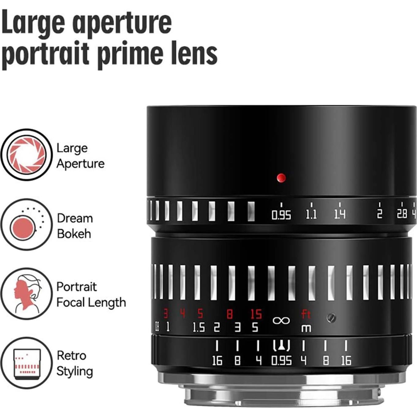 Lente TTArtisan 50mm F0.95 APS-C Enfoque Manual M4/3