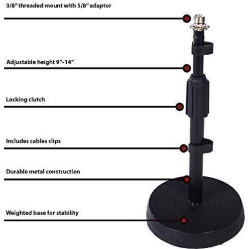 LyxPro Gooseneck Vocal Booth 40 Portable Acoustic Isolation Instrument Shield, Sound Absorbing Panel, with Adjustable Desktop Microphone Stand