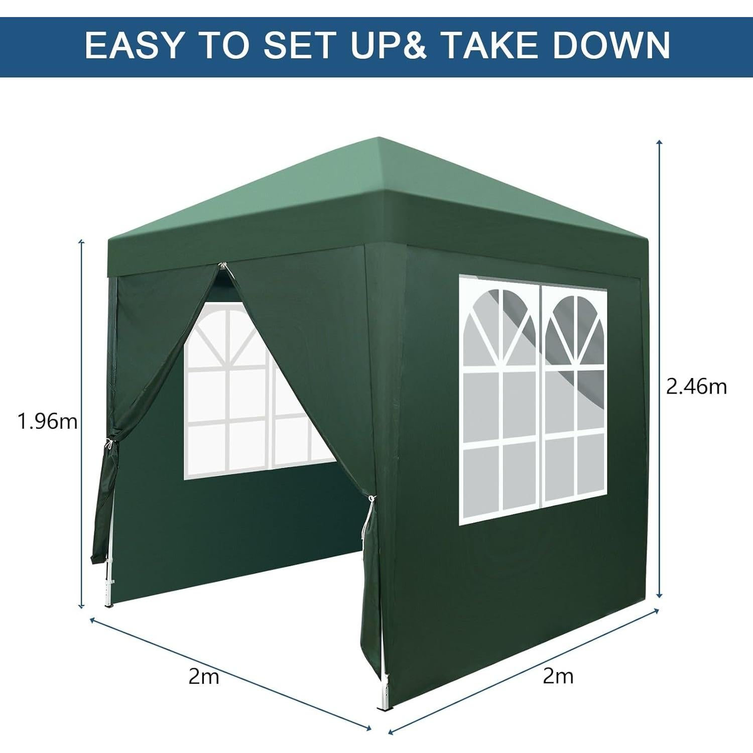 Carpa de Fiesta Exterior Impermeable KEPOOMAN 200x200cm Verde