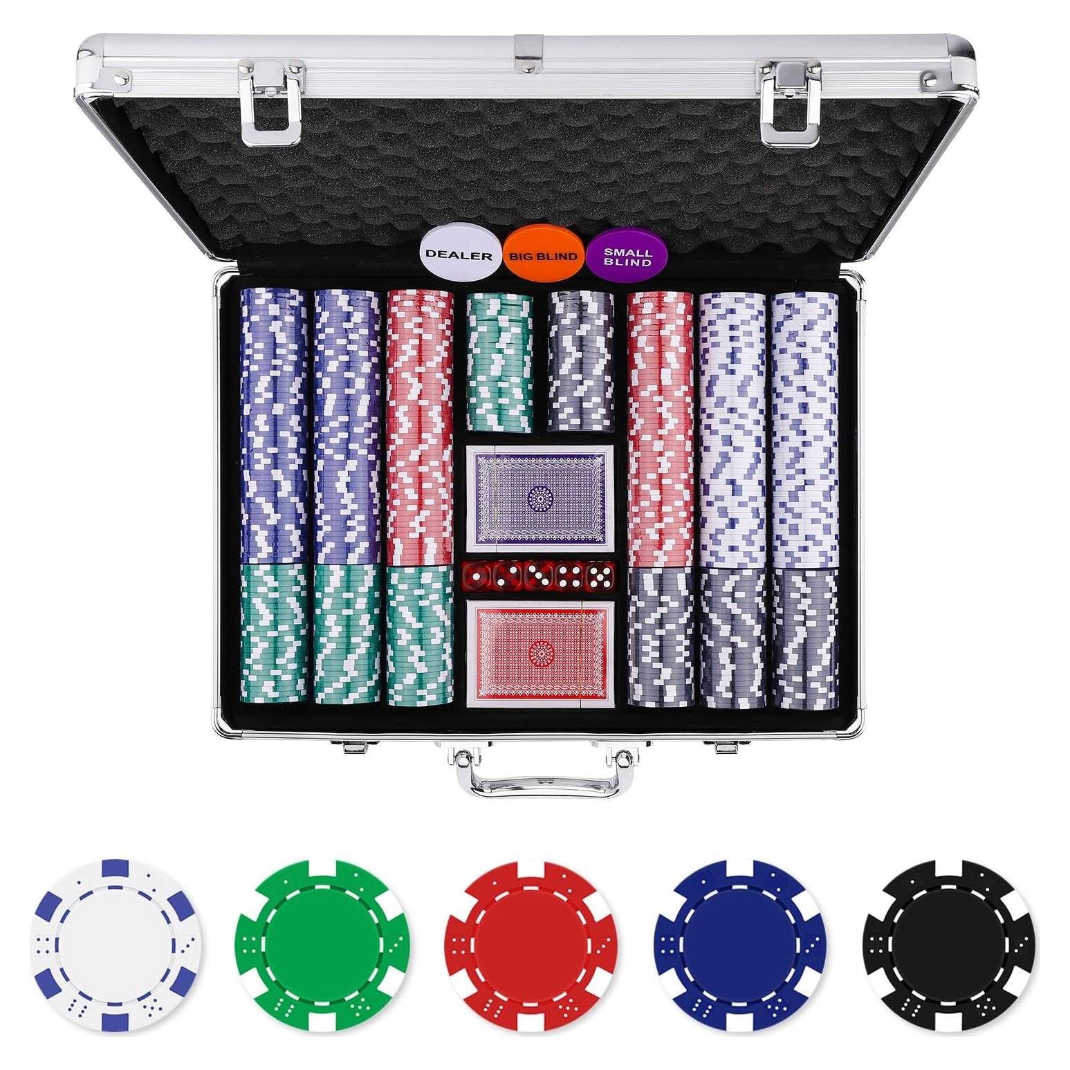 Juego de Fichas de Póker Homwom 500pcs con Estuche Aluminio