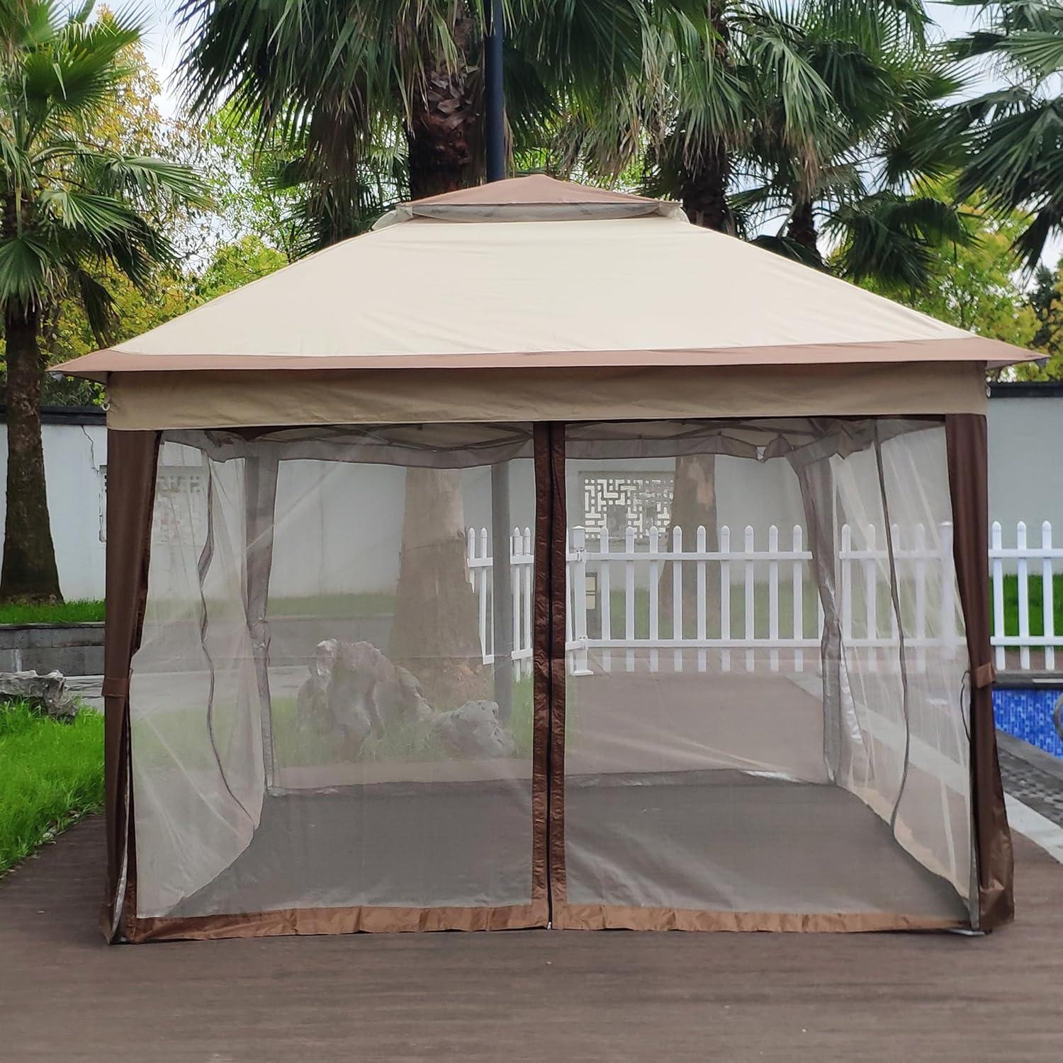 Gazebo Plegable 3.35x3.35m WEI WEI GLOBAL con Malla Desmontable