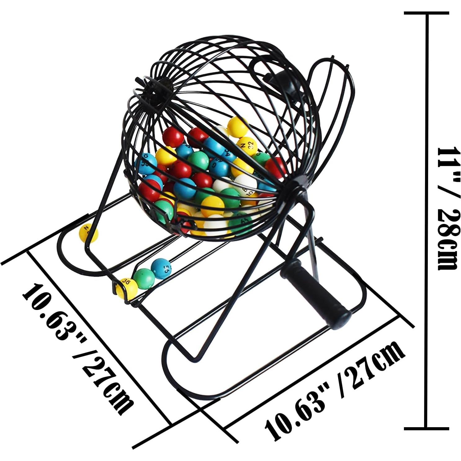 Juego de Bingo Jumbo Yuanhe - Jaula Metal 27,94 cm, 75 Bolas