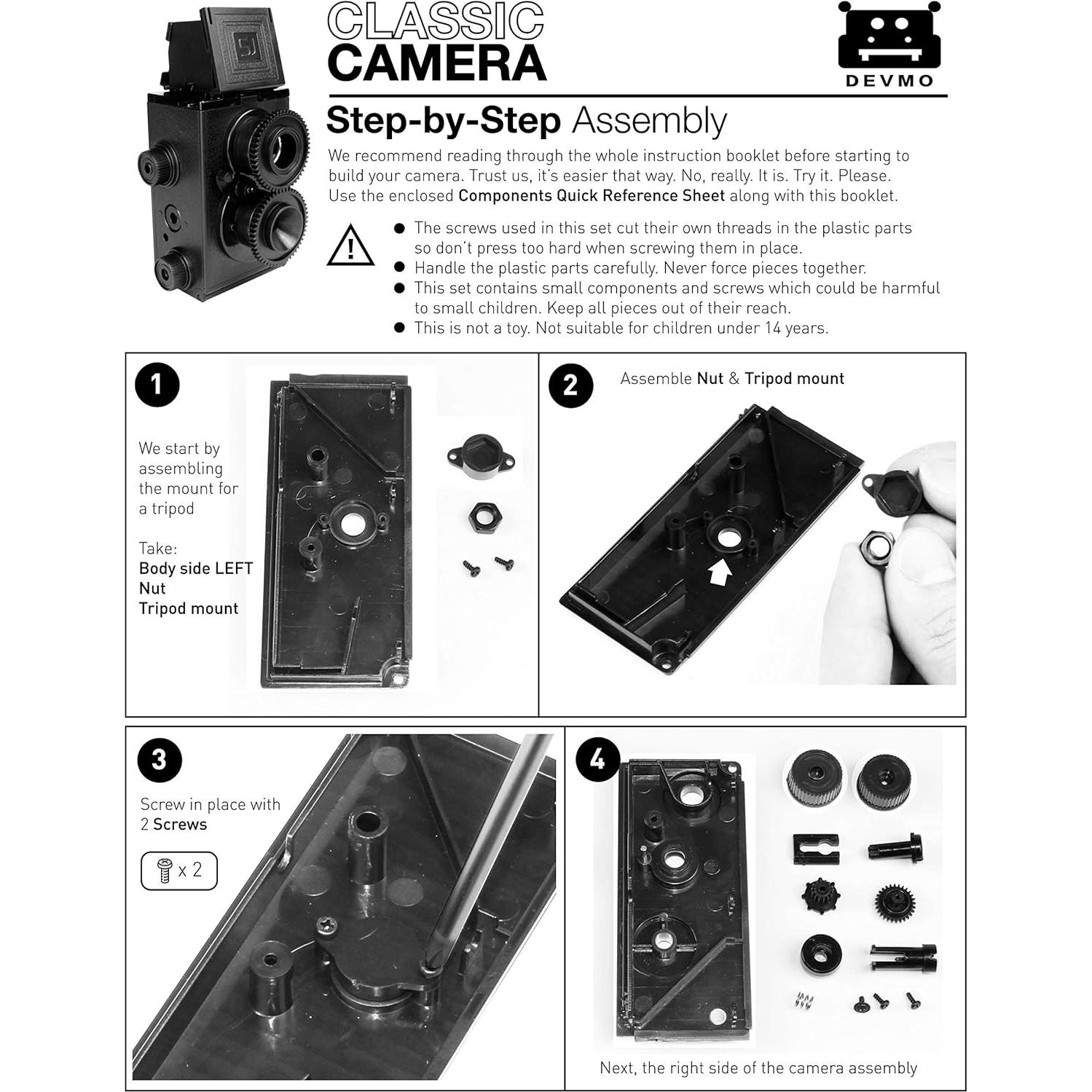 Cámara TLR DIY DEVMO Recesky 35mm Lentes Dobles Negro