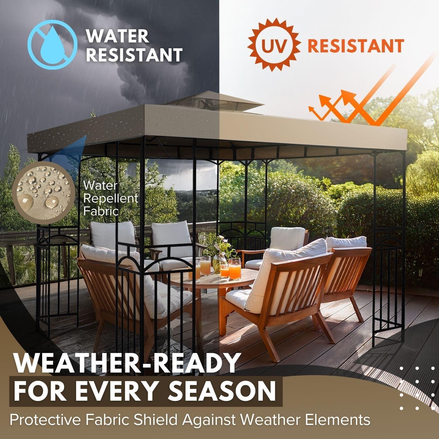 Cubierta de Reemplazo Gazebo Flexzion 3.6x3.6m Beige UV30+