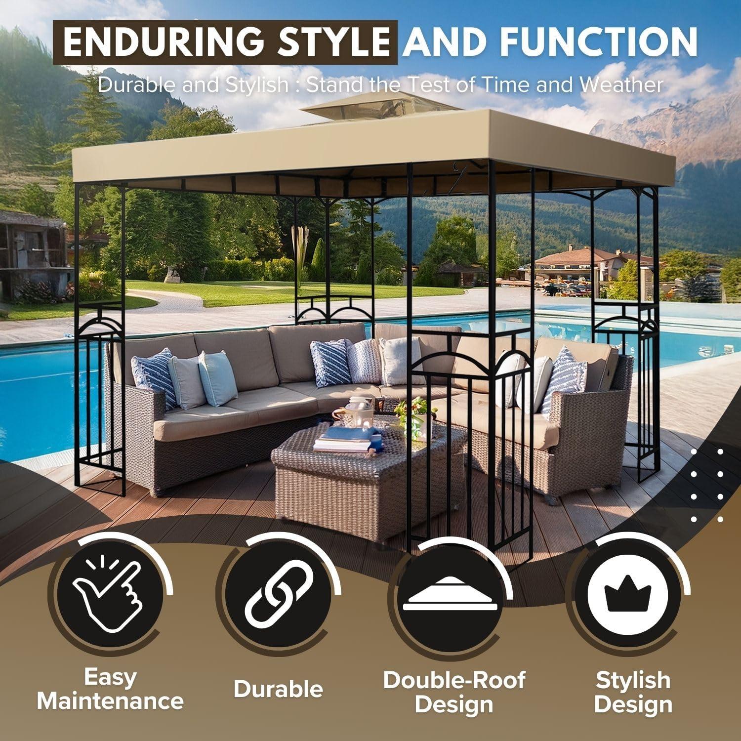 Cubierta de Reemplazo Gazebo Flexzion 3.6x3.6m Beige UV30+