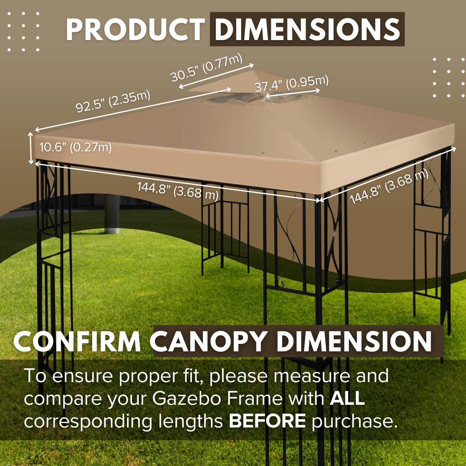 Cubierta de Reemplazo Gazebo Flexzion 3.6x3.6m Beige UV30+