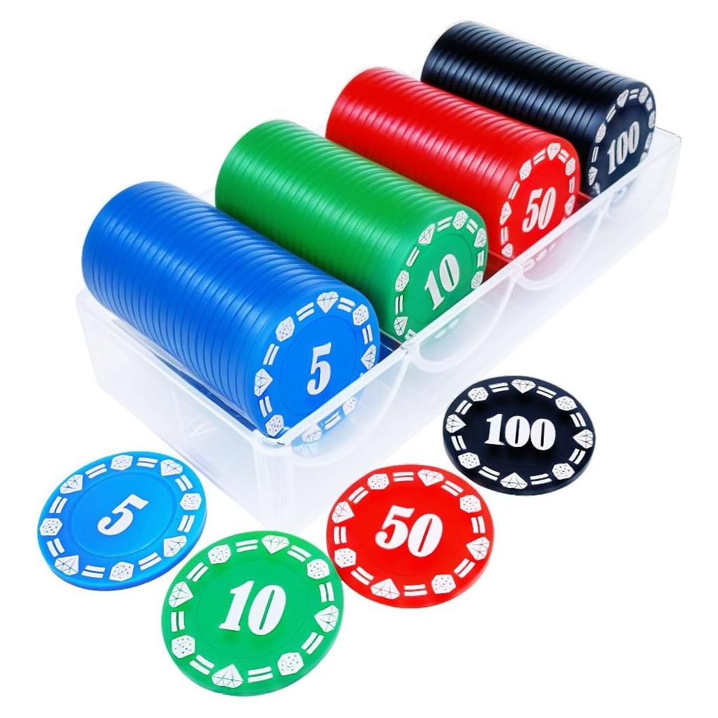 Juego de Fichas de Póker Lynkaye 100 Pcs Plástico con Caja