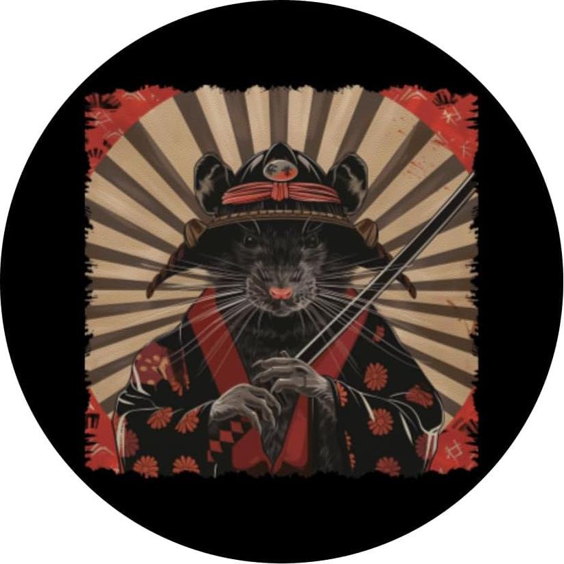 PopSocket Adhesivo Ratón Samurai Japonés Vintage 10.9x8.6cm