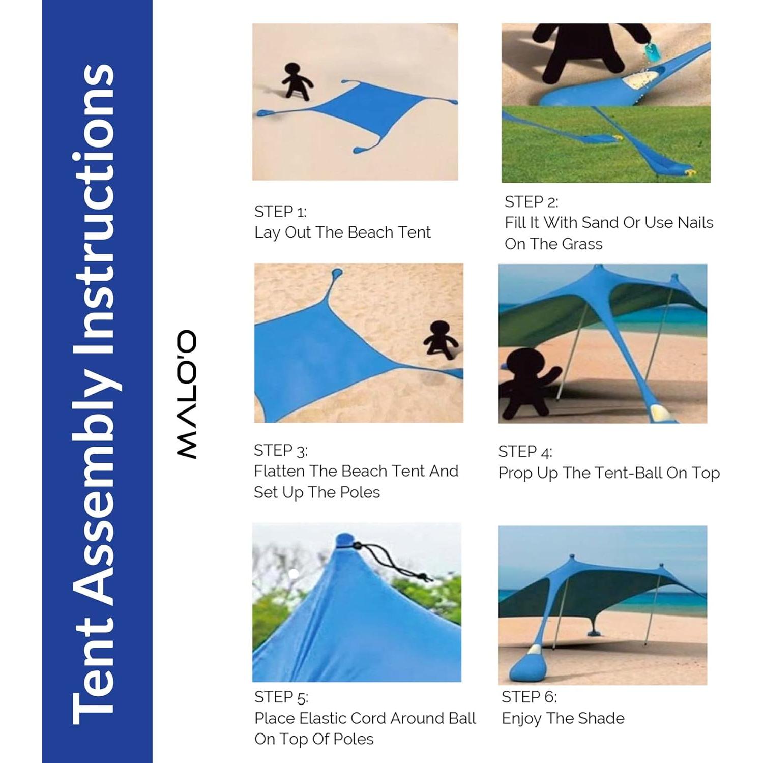 Carpa Canopy Malo'o 10x10 ft Azul para Playa y Vehículos