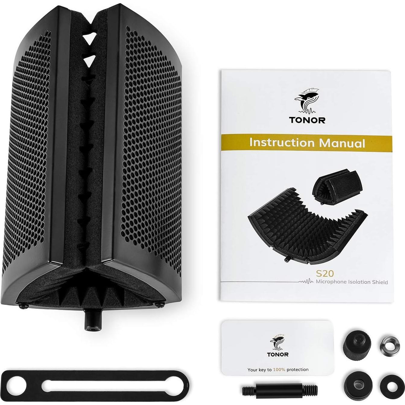 Escudo de Aislamiento de Micrófono TONOR Negro 21x33 cm