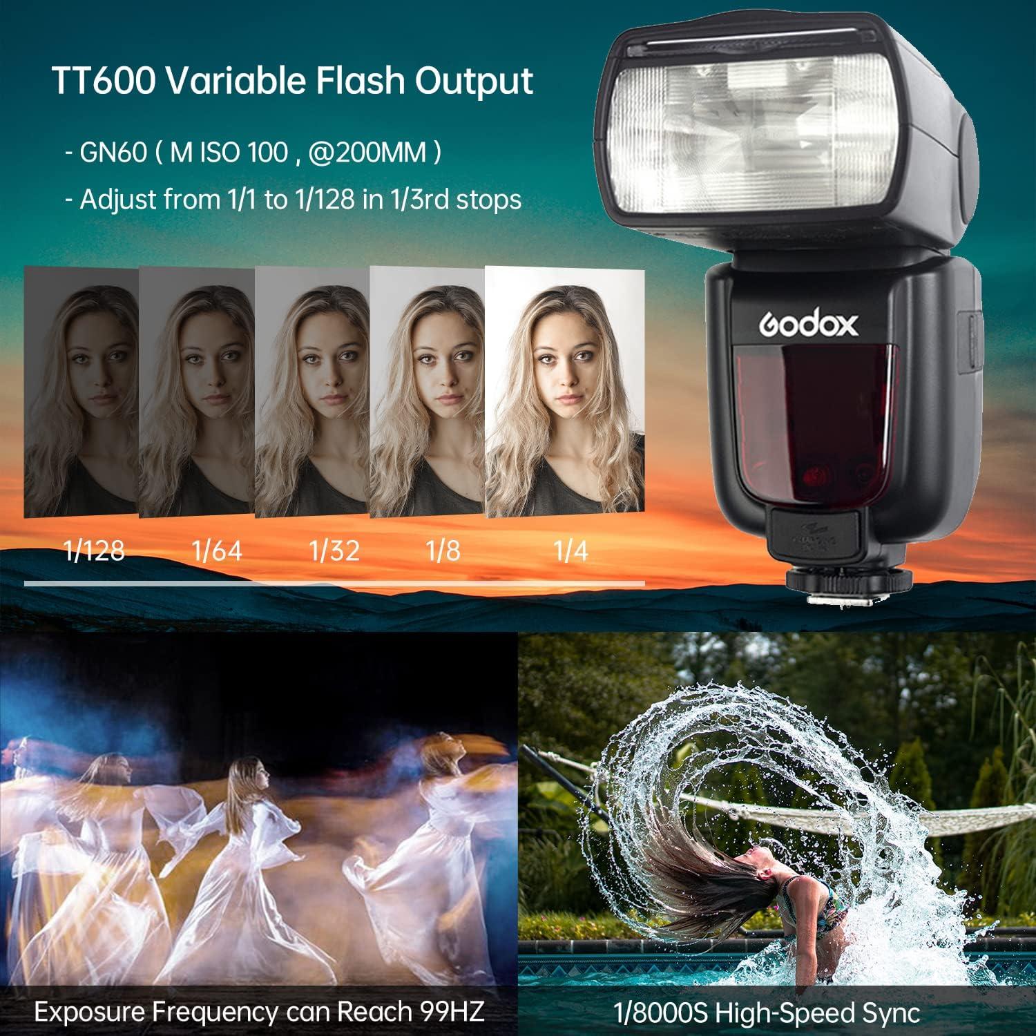 Flash Godox TT600 GN60 + Disparador X2T-S para Sony