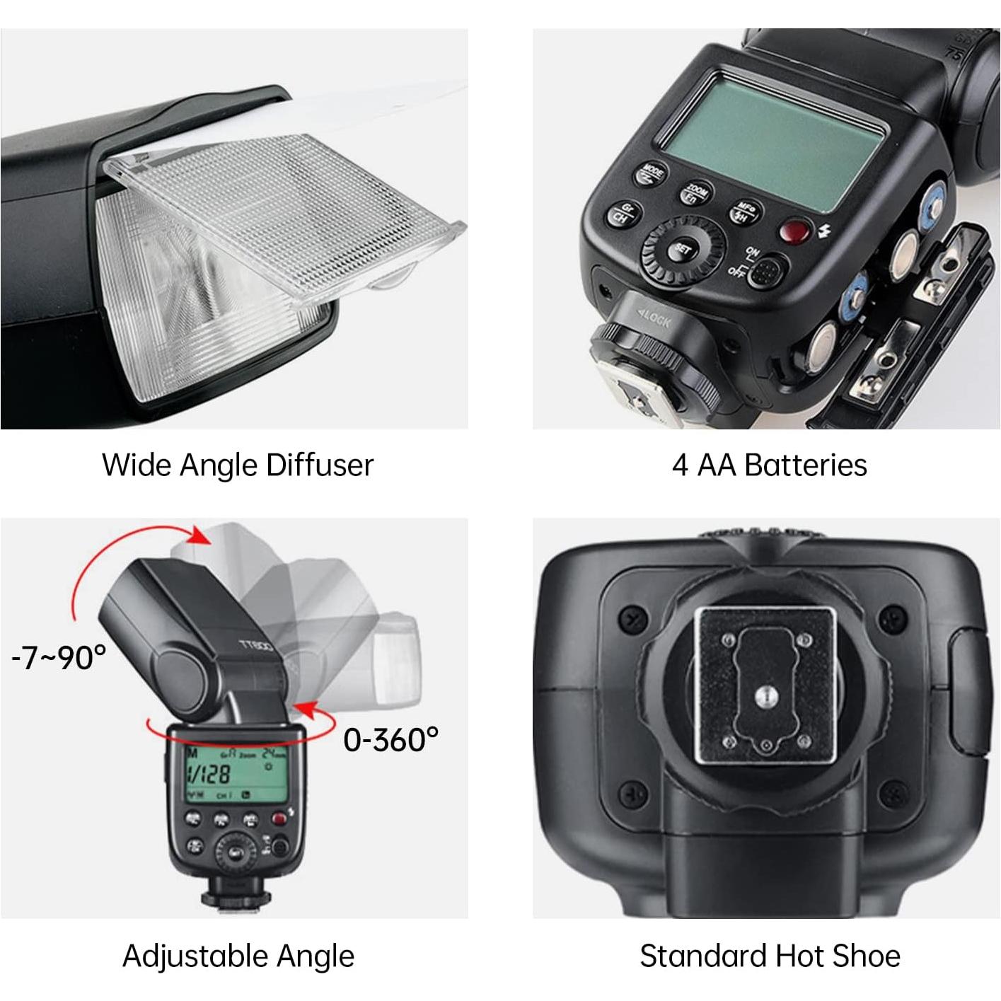 Flash Godox TT600 GN60 + Disparador X2T-S para Sony