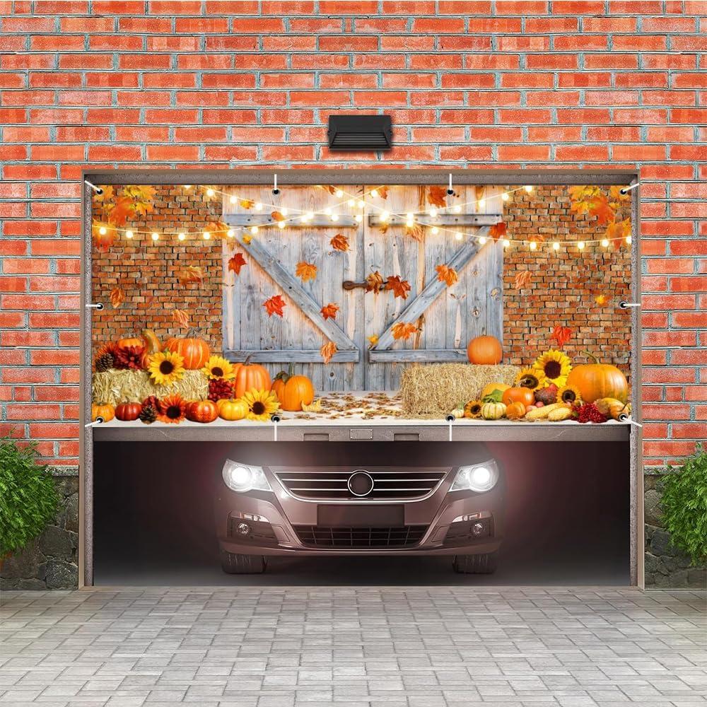 Banner de Puerta de Garaje Leowefowa Otoño 2.44x1.22m con LED
