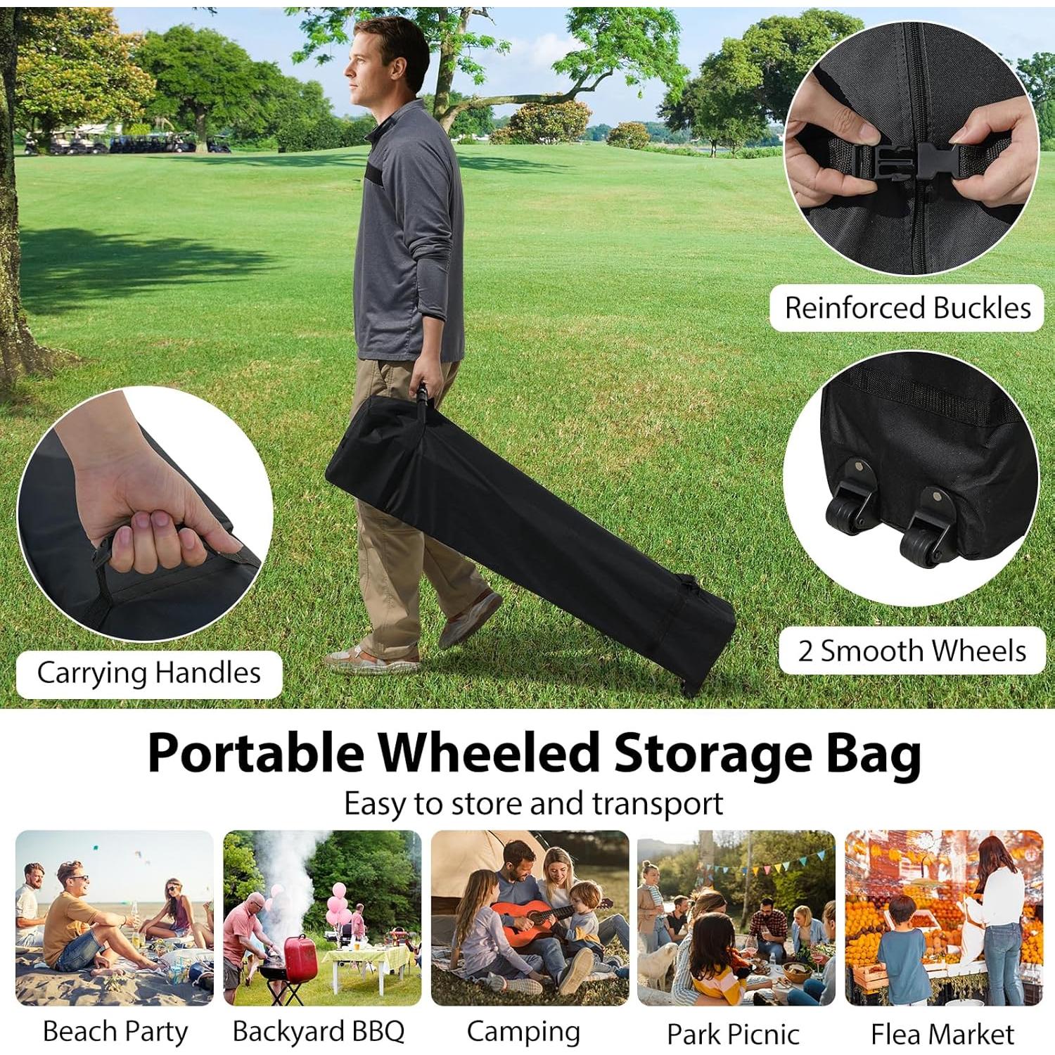 Goplus 10x10 Pop Up Canopy with 1 Sidewall, UPF50+ Outdoor Shade Canopy w/Wheeled Bag, Vented Top, 4 Sandbags, 8 Stakes, 4 Anchors, 4 Wind Ropes, Easy Up Portable Patio Canopy Tent for Party Camping