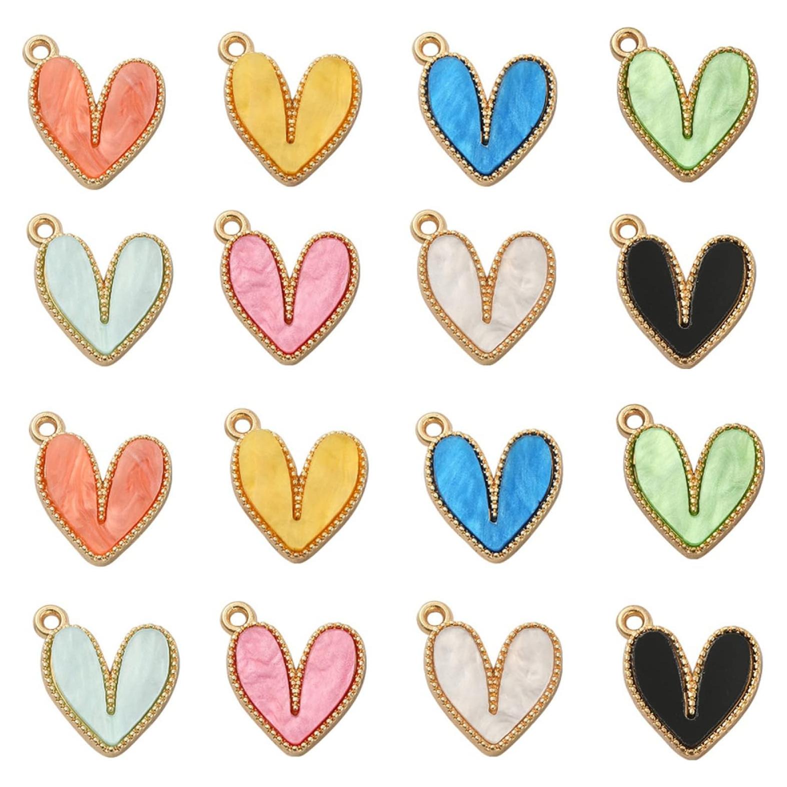 Encantos Acrílicos de Corazón UR URLIFEHALL 40 Pcs 8 Colores