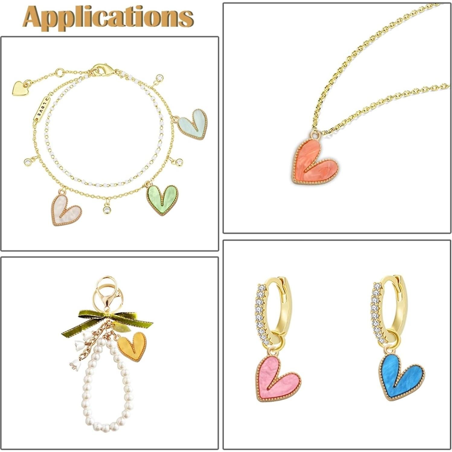 Encantos Acrílicos de Corazón UR URLIFEHALL 40 Pcs 8 Colores