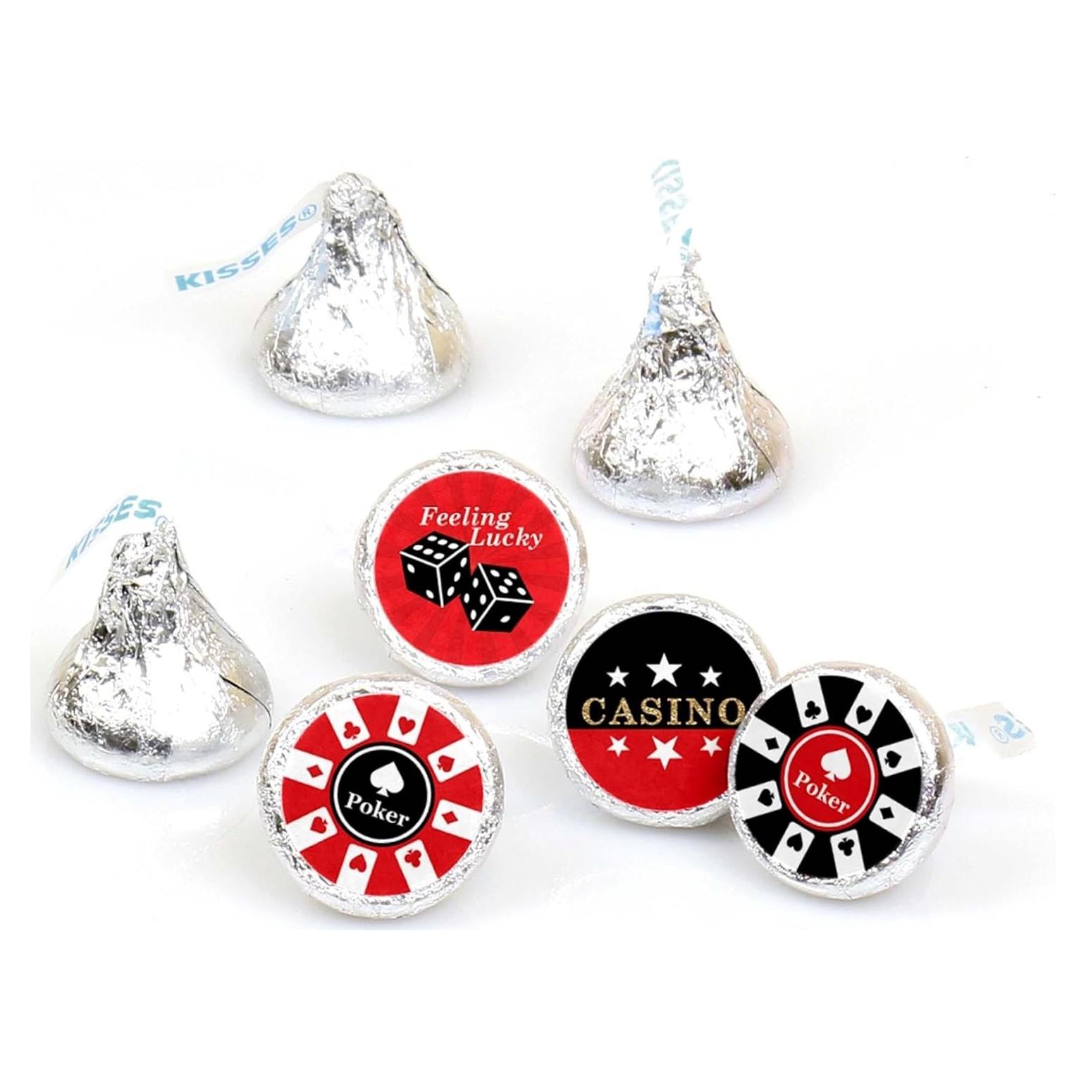 Etiquetas Redondas para Caramelos Big Dot - Fiesta Casino 108 Pzas