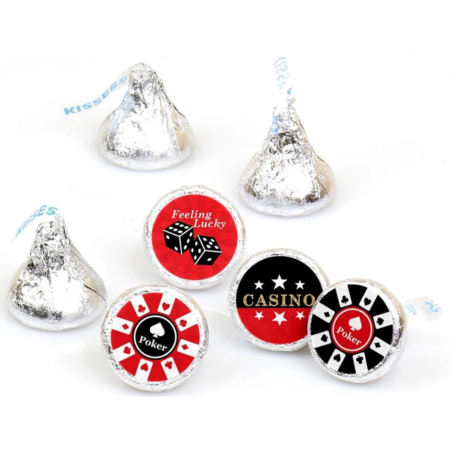 Etiquetas Redondas para Caramelos Big Dot - Fiesta Casino 108 Pzas