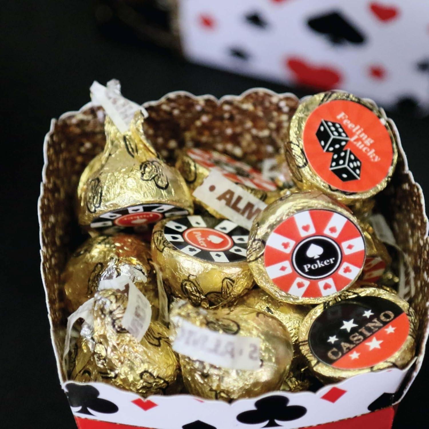 Etiquetas Redondas para Caramelos Big Dot - Fiesta Casino 108 Pzas