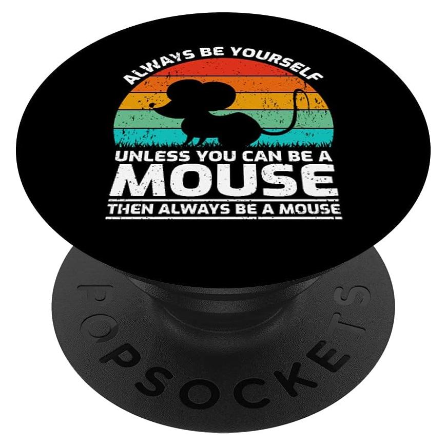 PopSockets Swappable PopGrip Ratón Retro Negro 10.9x8.6cm