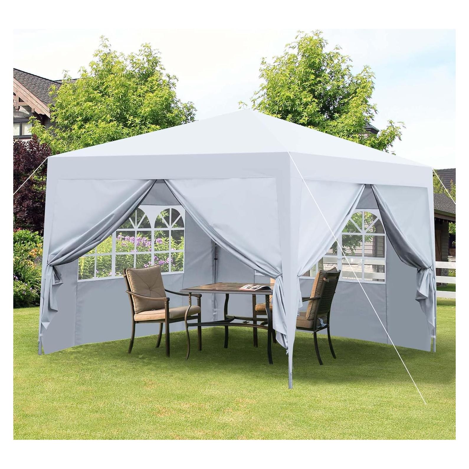 Carpa Plegable 10x10 FTOPBTB Blanca con Paredes Laterales