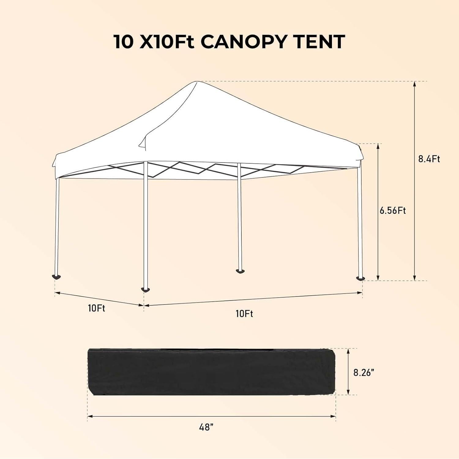 Carpa Plegable 10x10 FTOPBTB Blanca con Paredes Laterales