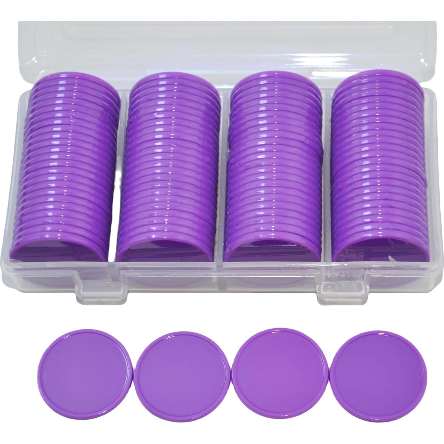 Set de 100 Fichas Plásticas 25mm SmartDealsPro Púrpura