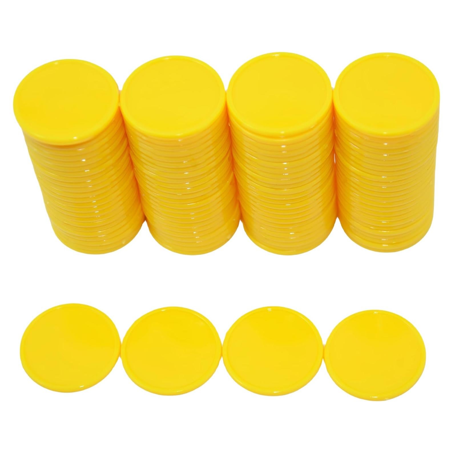 Set de 100 Fichas de Plástico Amarillo SmartDealsPro 25mm