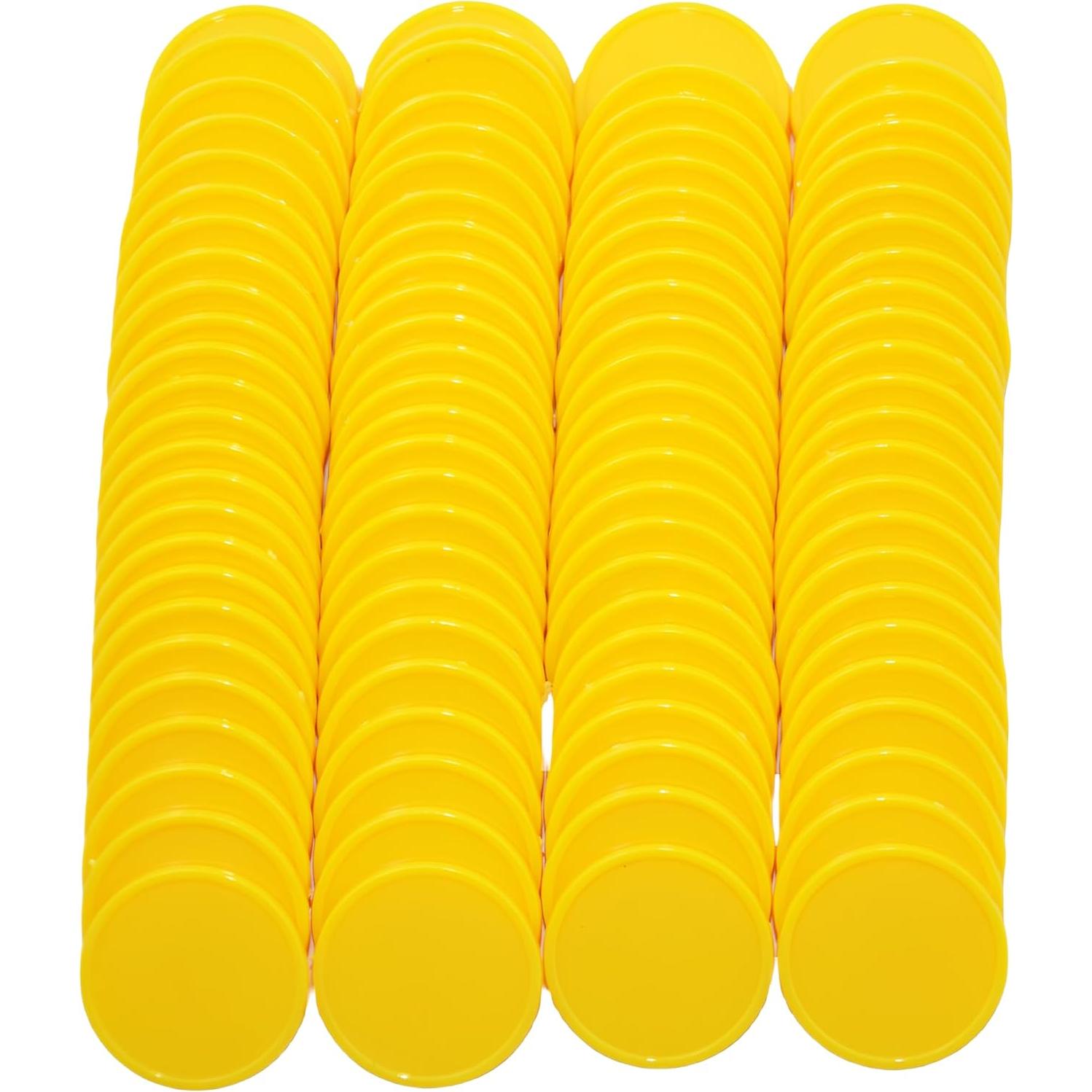 Set de 100 Fichas de Plástico Amarillo SmartDealsPro 25mm