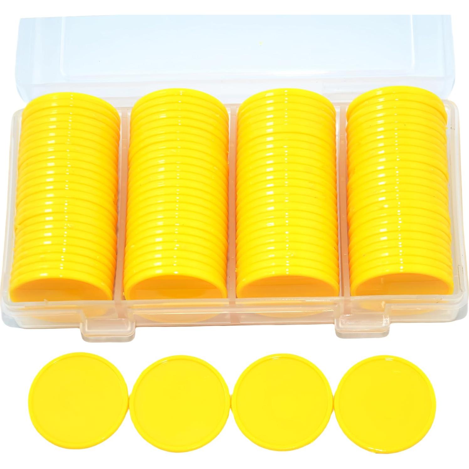 Set de 100 Fichas de Plástico Amarillo SmartDealsPro 25mm