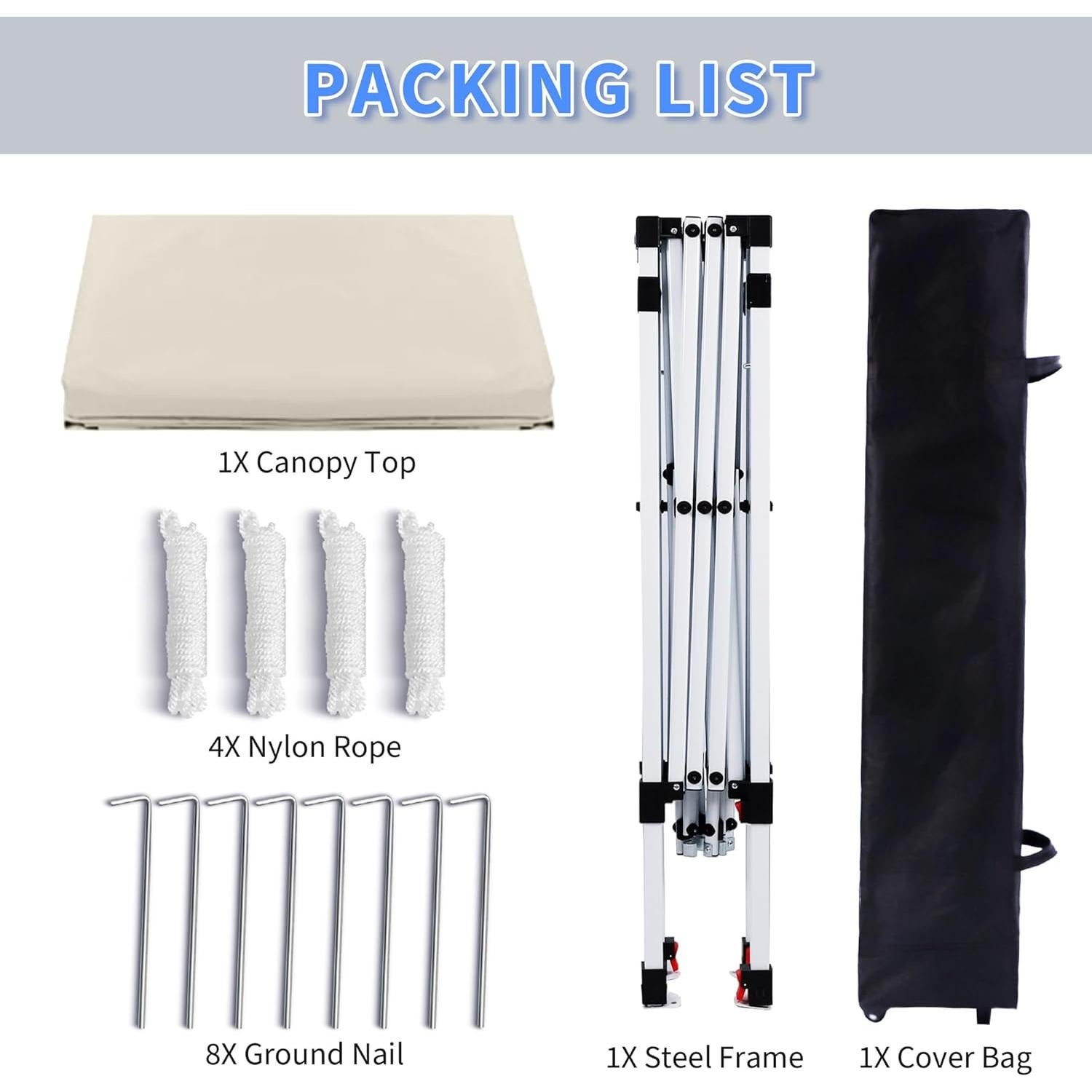 Carpa Plegable LANMOUNTAIN 2.44x2.44m Blanca, Resistente al Agua