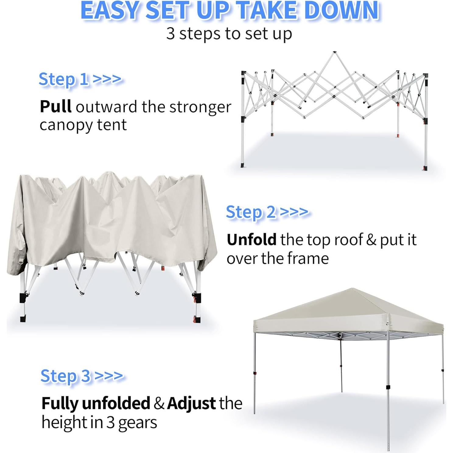 Carpa Plegable LANMOUNTAIN 2.44x2.44m Blanca, Resistente al Agua