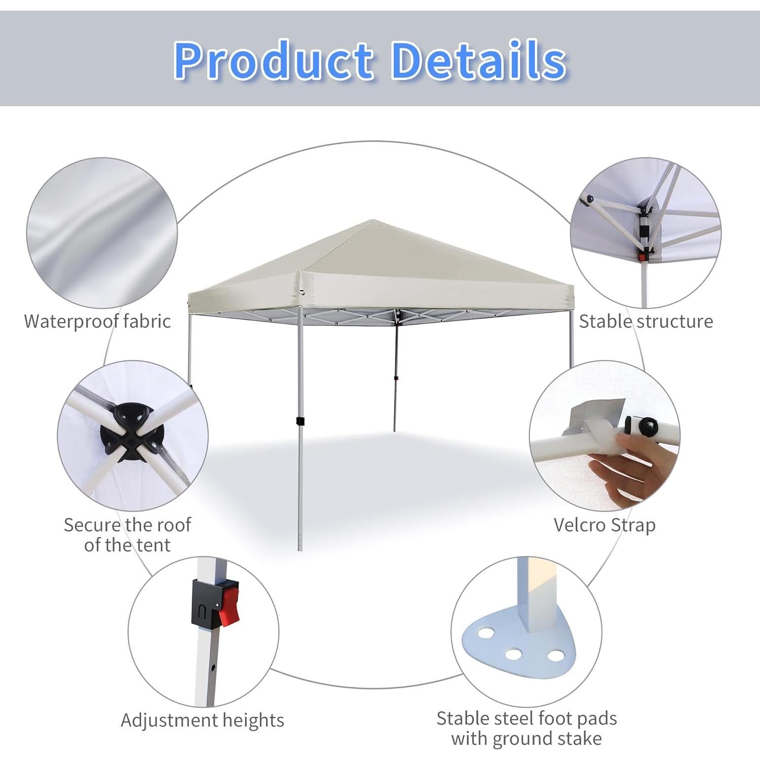 Carpa Plegable LANMOUNTAIN 2.44x2.44m Blanca, Resistente al Agua