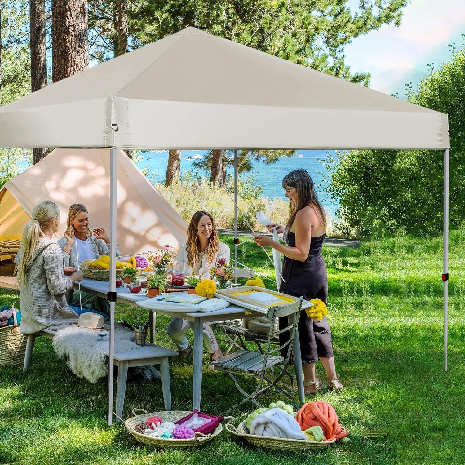 Carpa Plegable LANMOUNTAIN 2.44x2.44m Blanca, Resistente al Agua