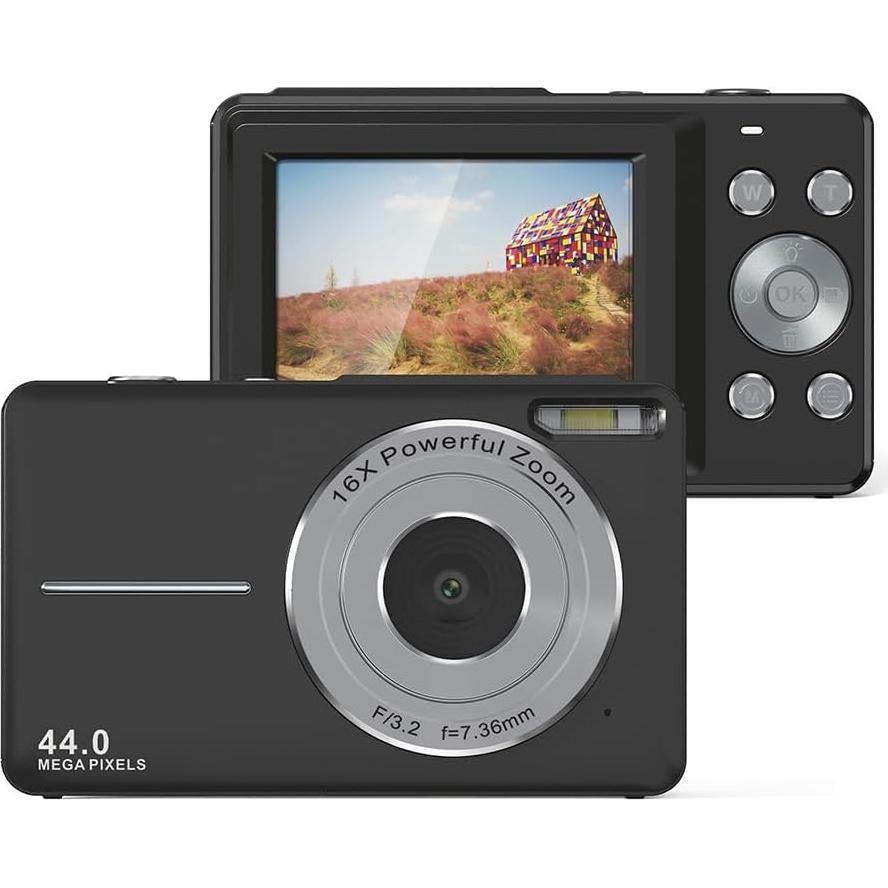Cámara Digital FHD 1080P FKLBBLPM para Niños 44MP Zoom 16X