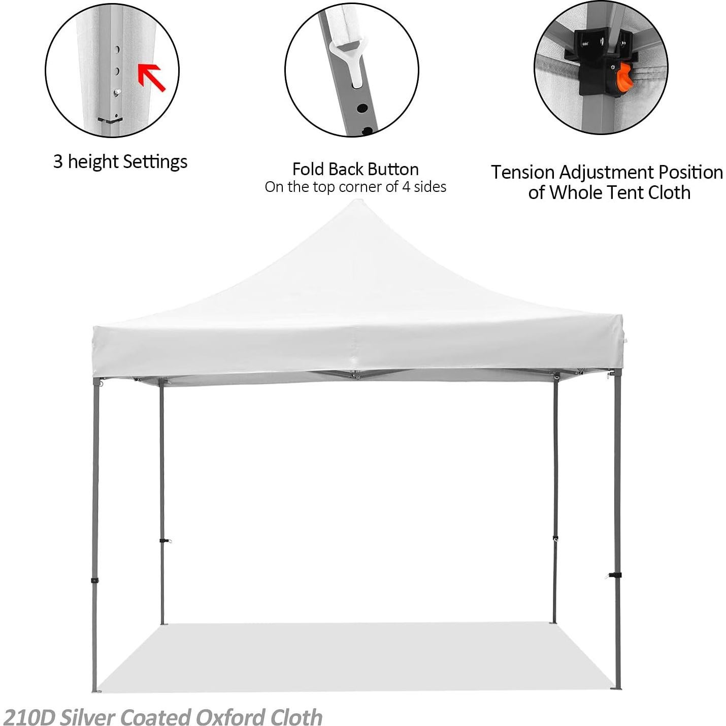 Carpa Plegable 3x3m DOIT Blanca Impermeable Ajustable