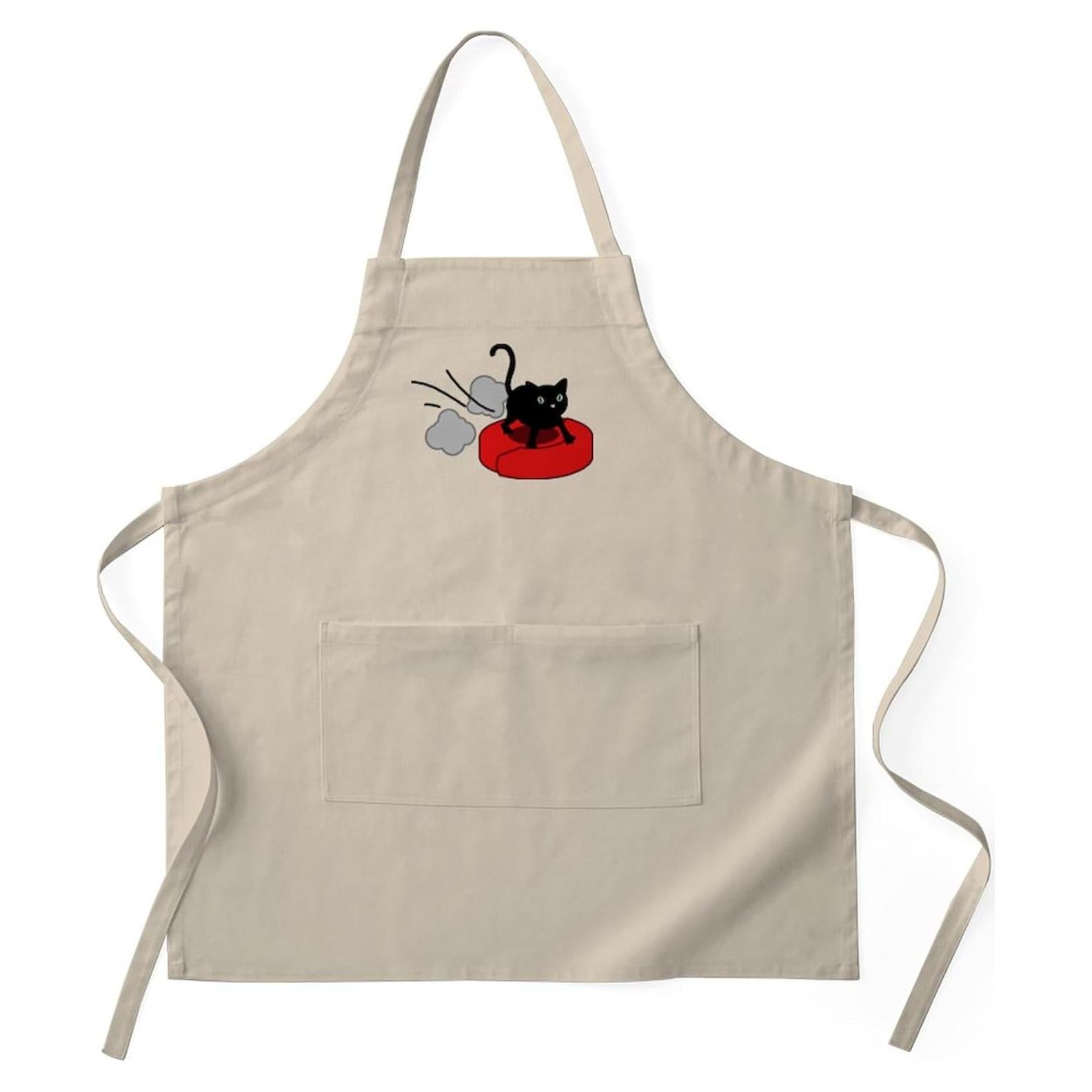 Delantal de Cocina CafePress Caqui con Gato y Robot Aspiradora