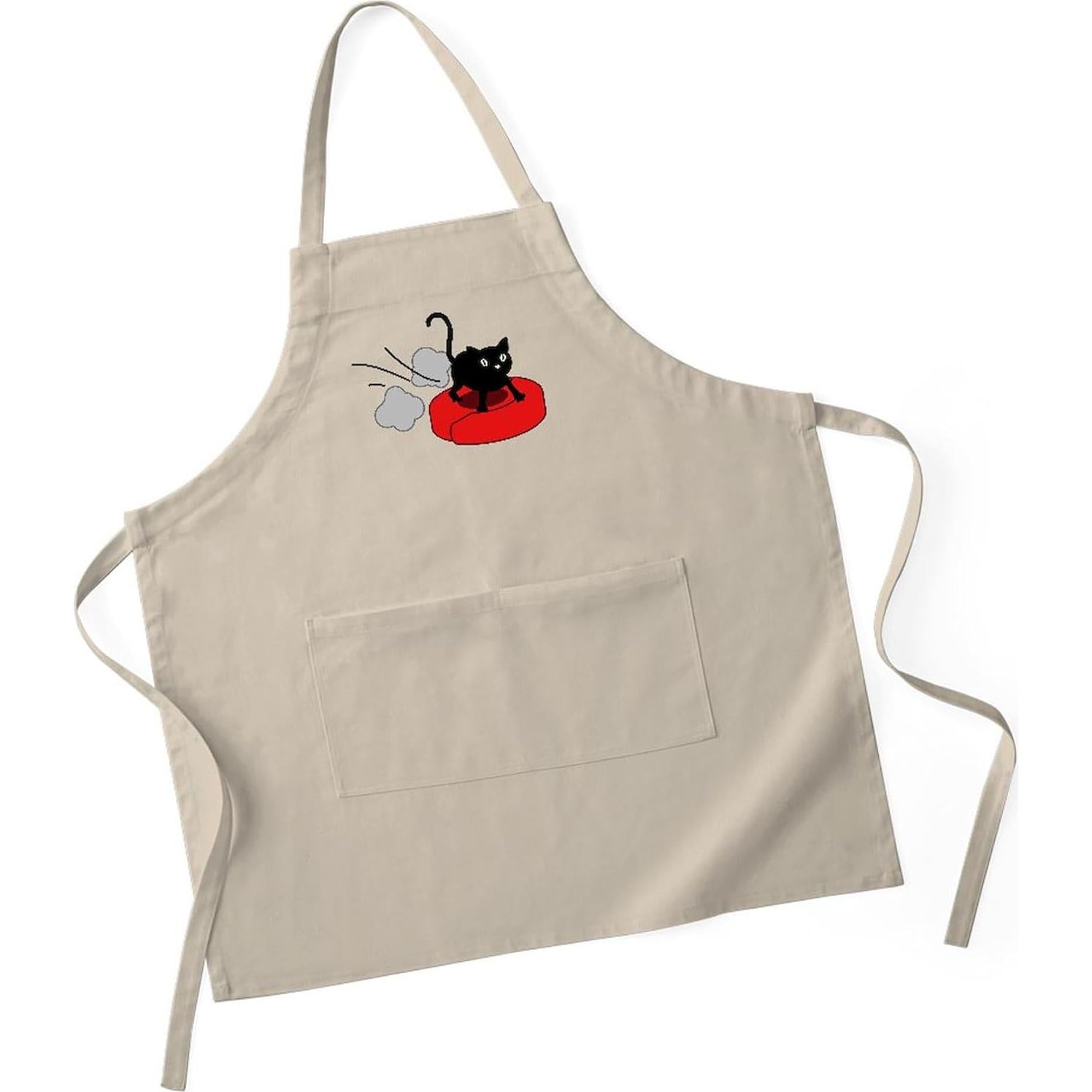 Delantal de Cocina CafePress Caqui con Gato y Robot Aspiradora