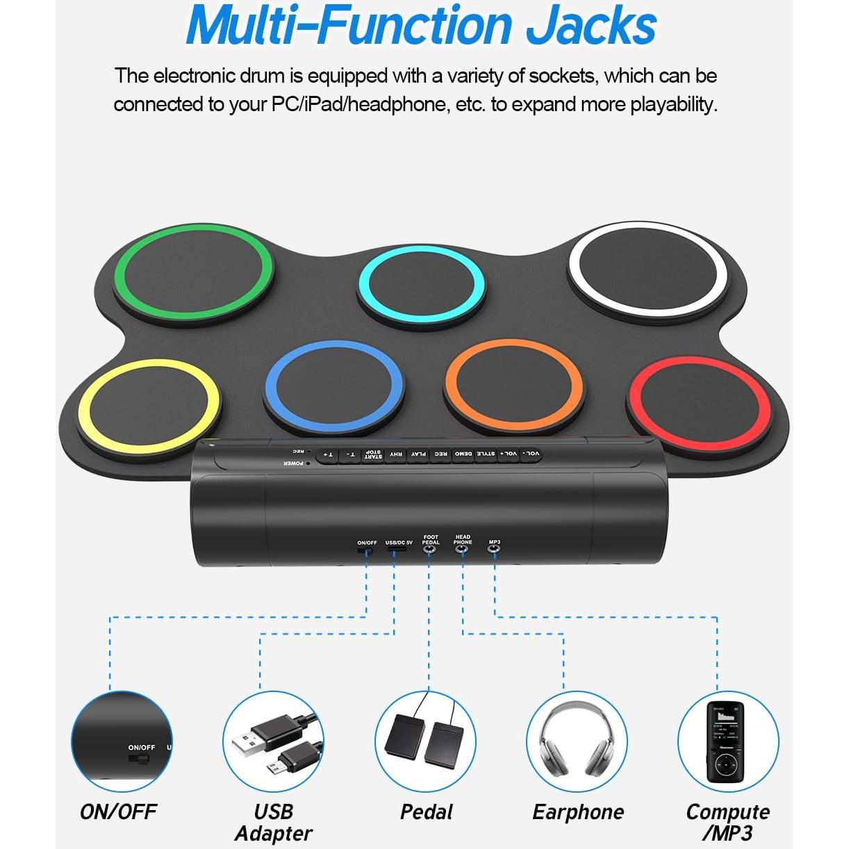 Batería Electrónica OYAYO 7 Almohadillas Recargable
