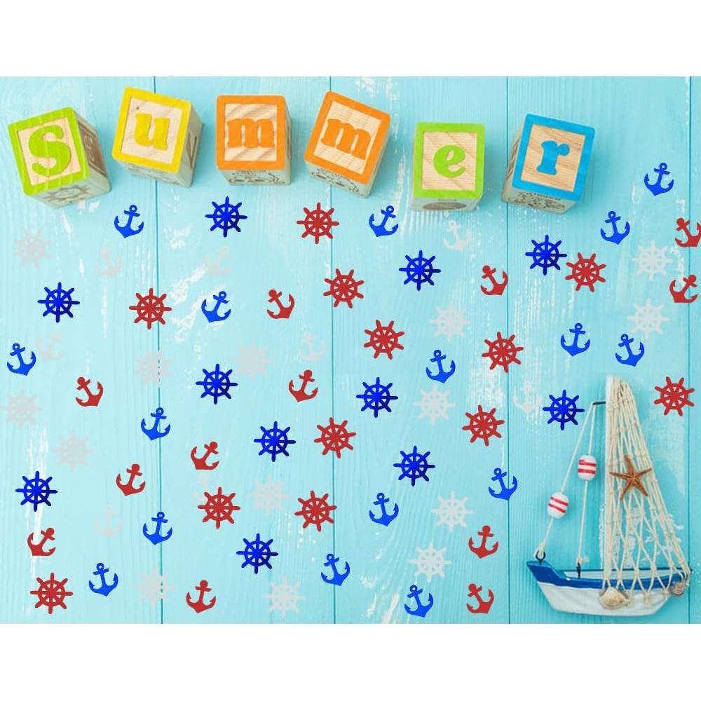 Confeti Nautical JNSAXMI Decoración Fiesta Metalizado 1500 Pzs