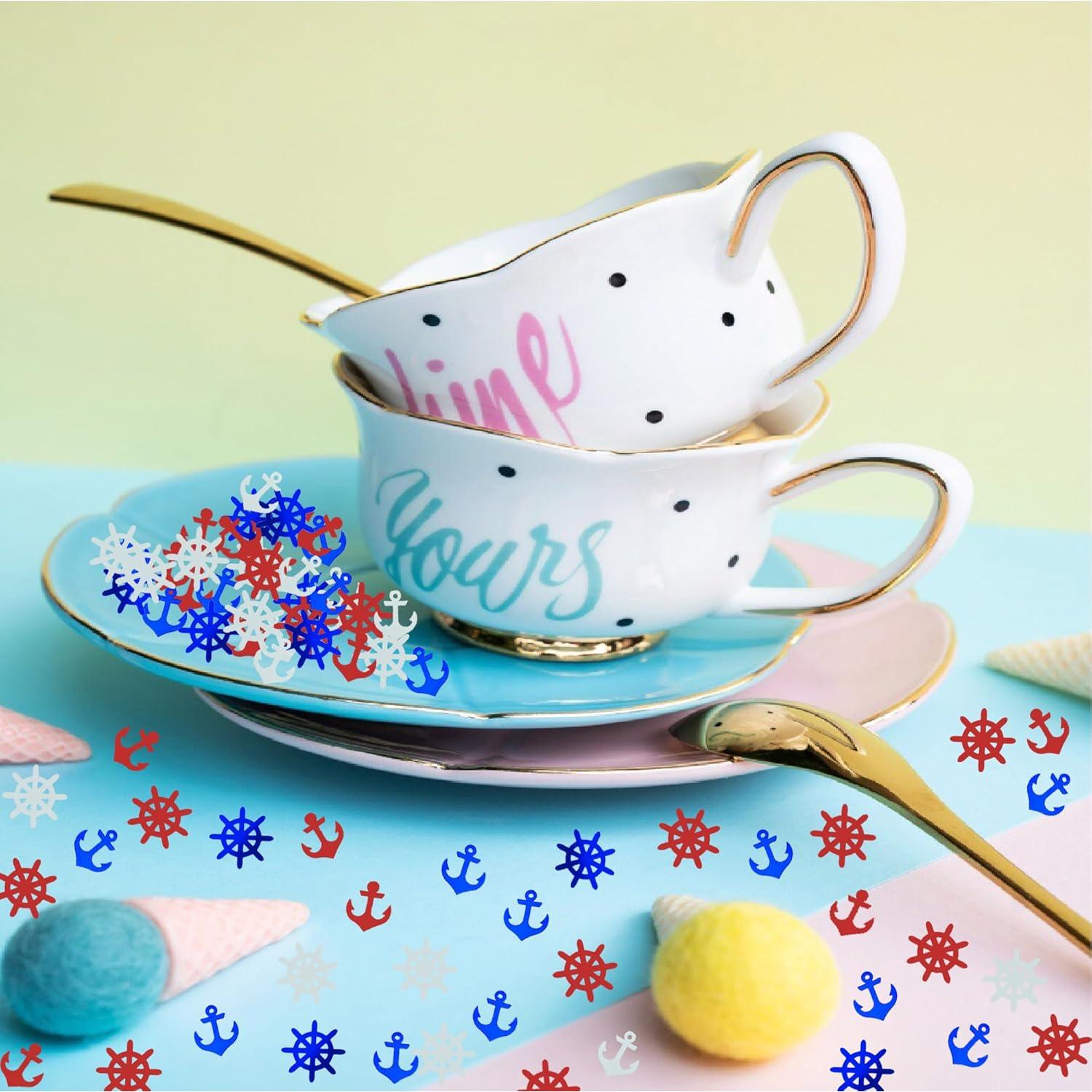 Confeti Nautical JNSAXMI Decoración Fiesta Metalizado 1500 Pzs