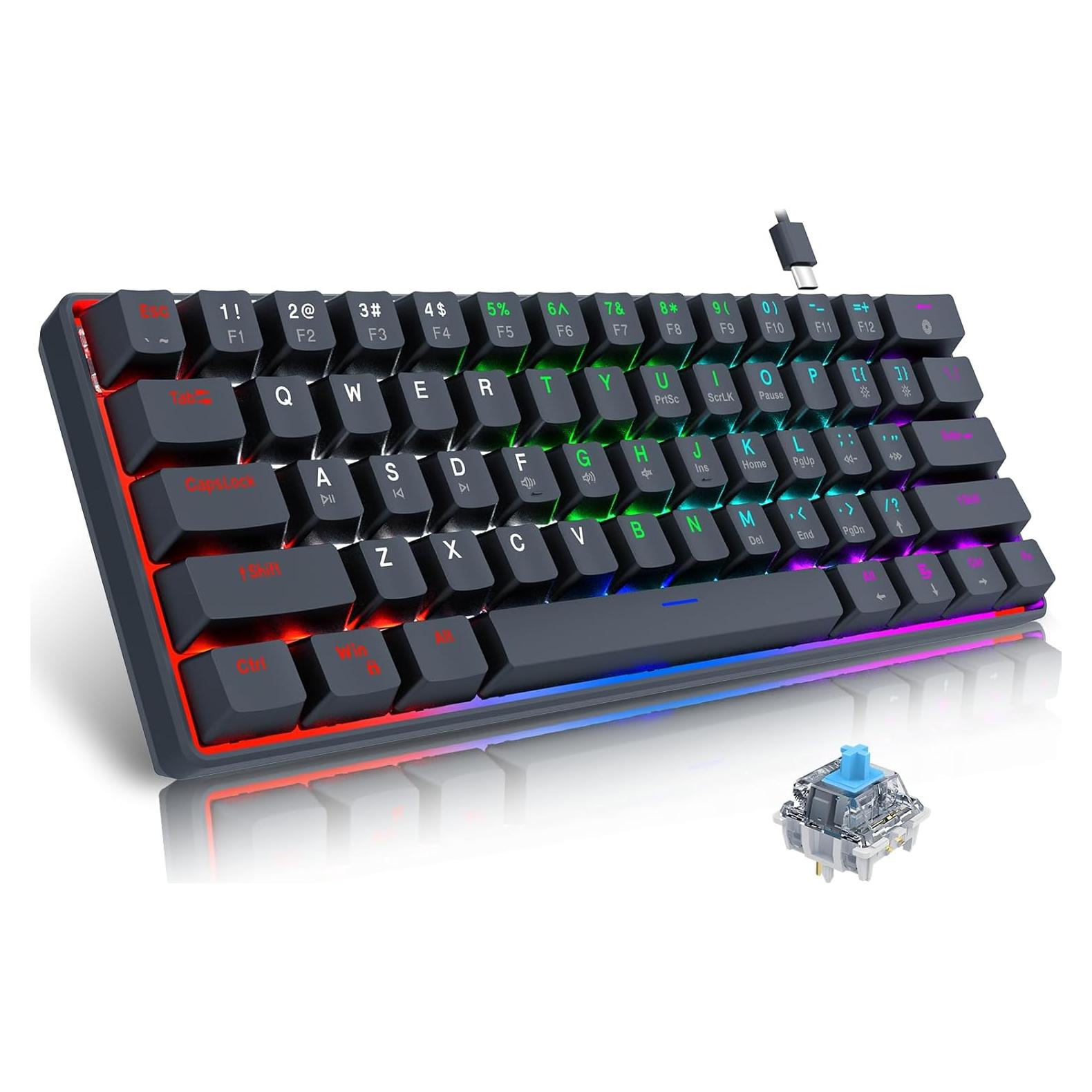 Teclado Mecánico Compacto 60% Winstar X44 Interruptor Azul
