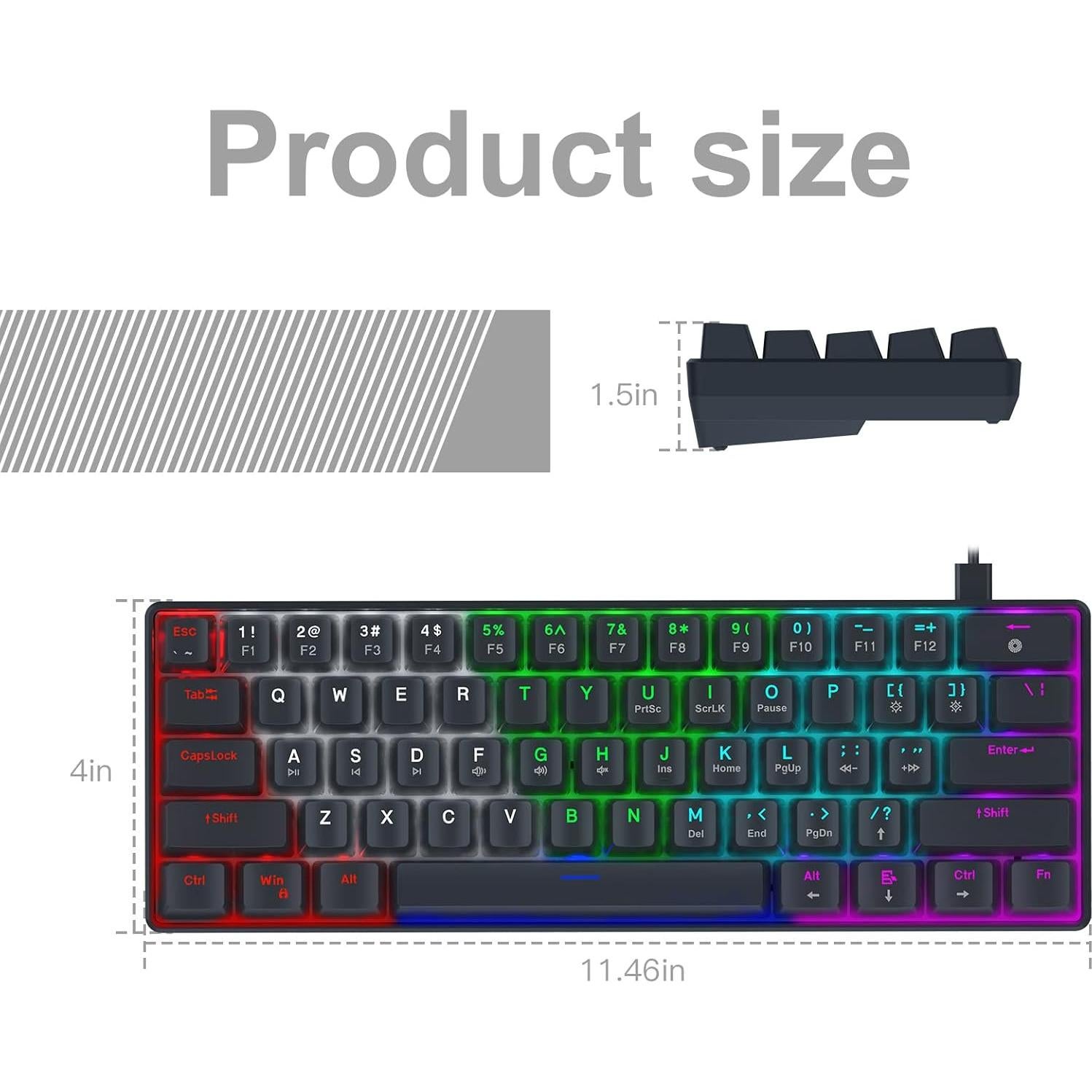 Teclado Mecánico Compacto 60% Winstar X44 Interruptor Azul