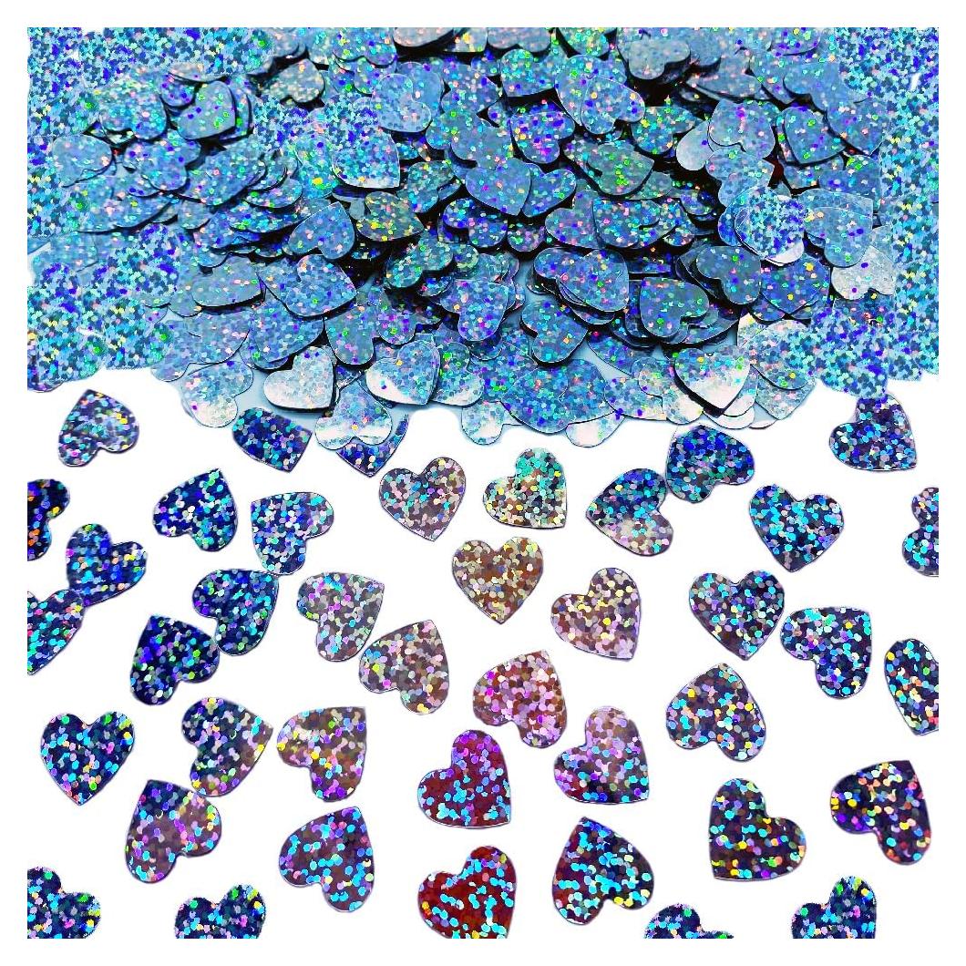 Confeti Metálico JNSAXMI Corazón Plateado 1500 Piezas