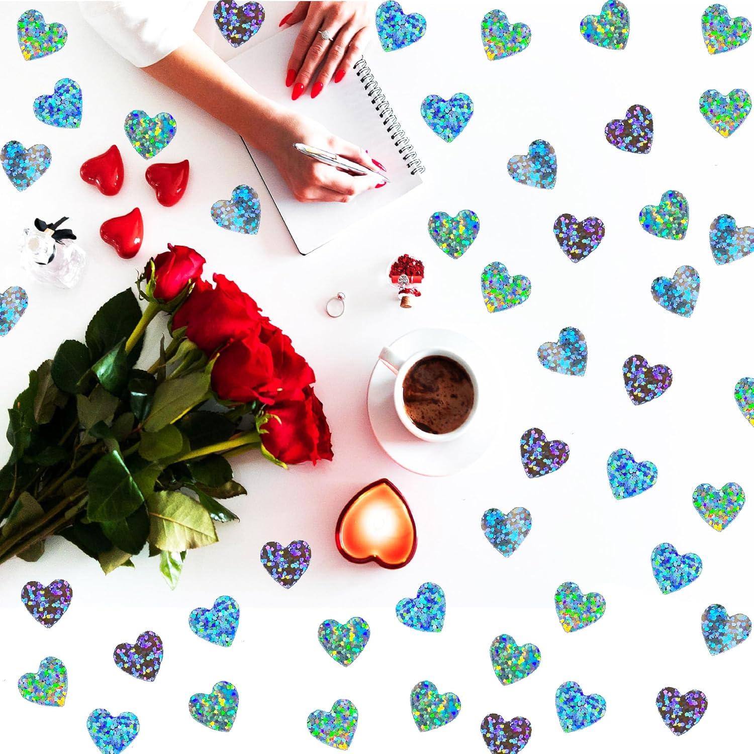 Confeti Metálico JNSAXMI Corazón Plateado 1500 Piezas