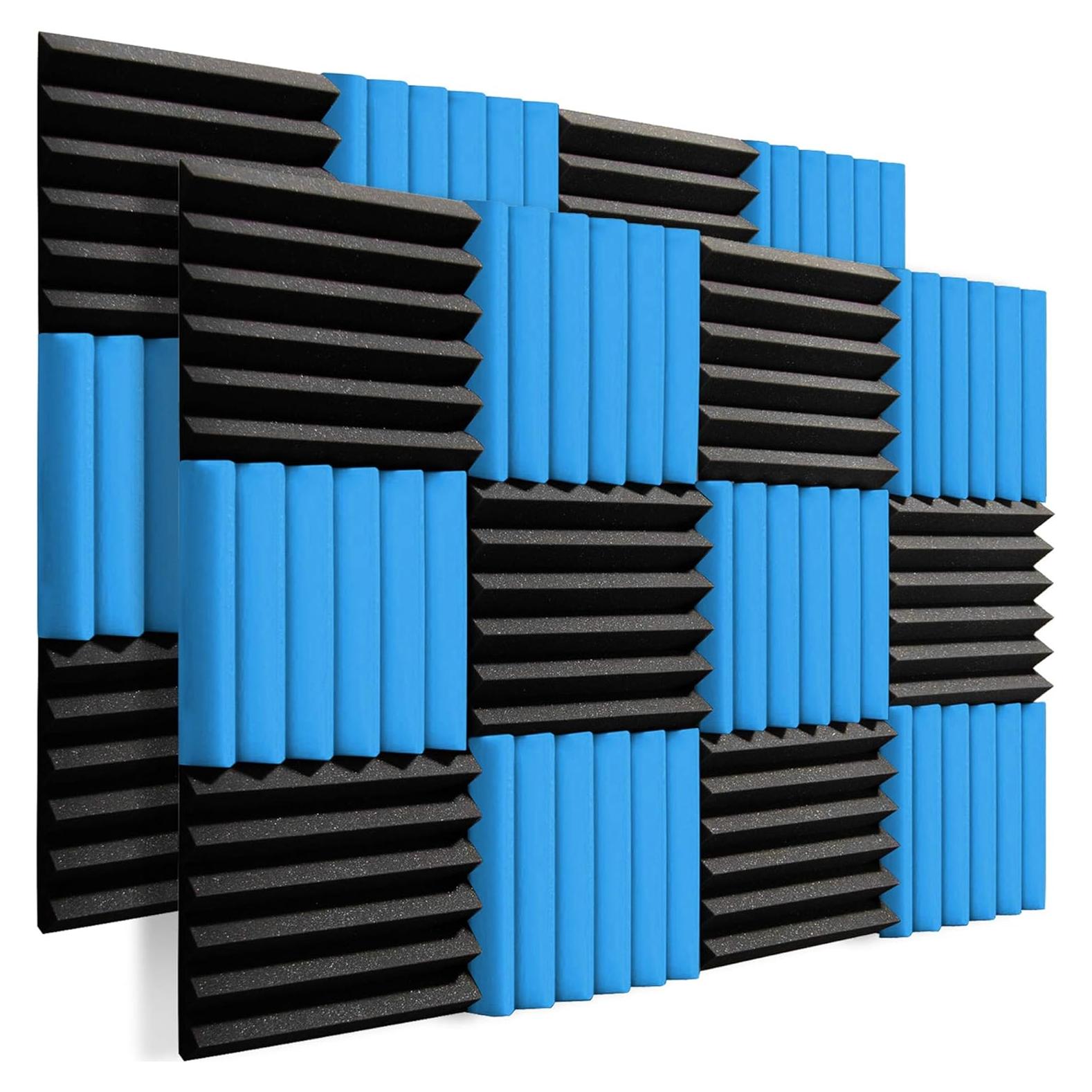 Paquete de 24 Espumas Acústicas Aislantes Ignífugas 5.08cm - Negro y Azul