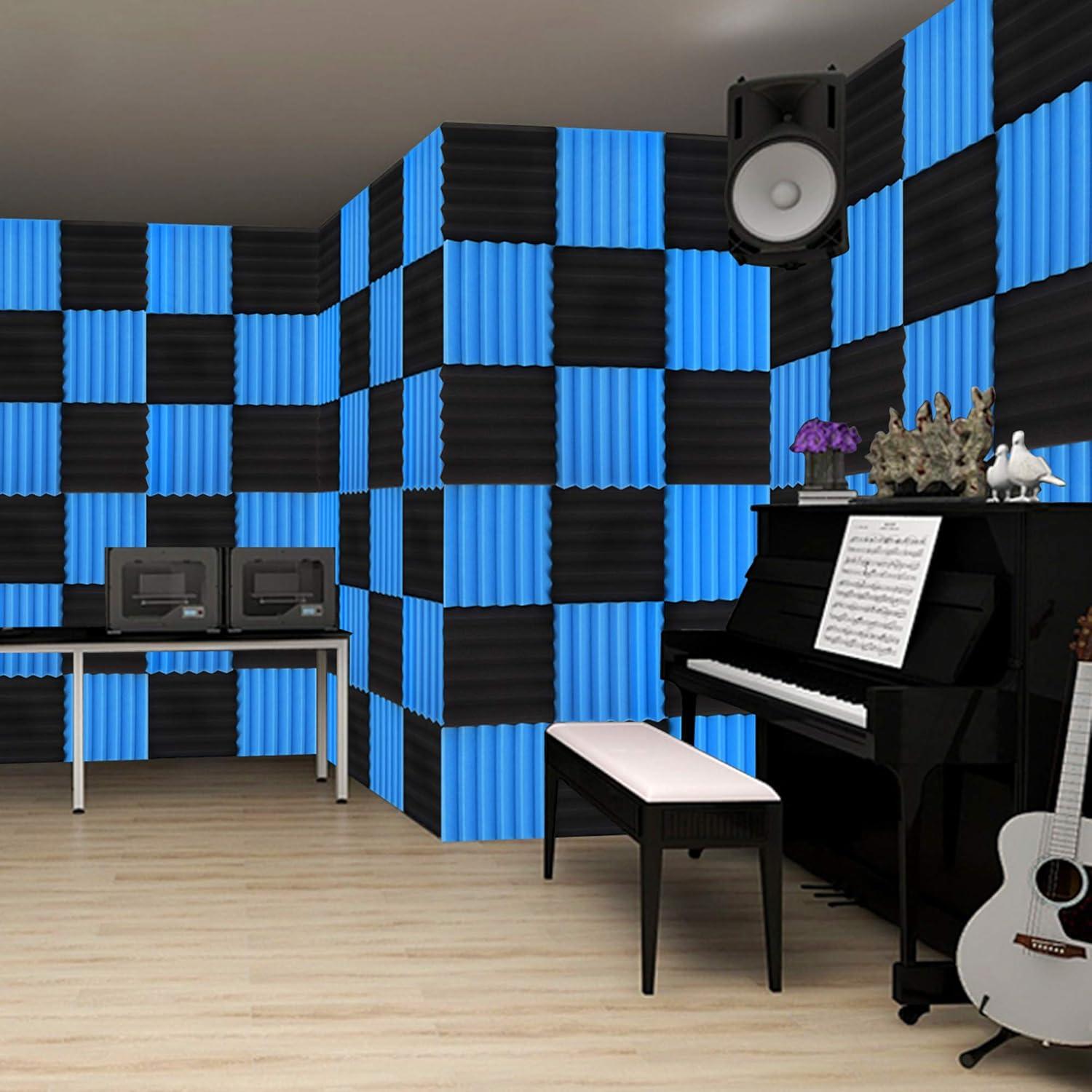 Paquete de 24 Espumas Acústicas Aislantes Ignífugas 5.08cm - Negro y Azul