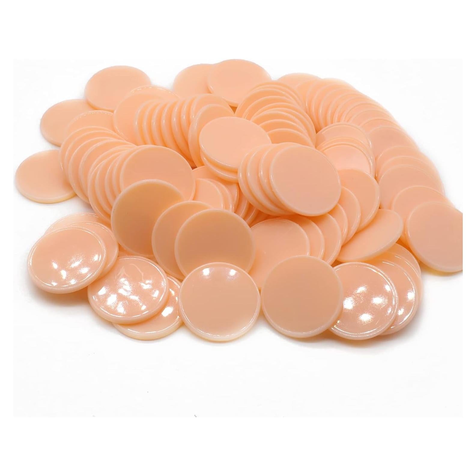 Juego de 100 Fichas de Plástico Durazno 25 mm para Aprendizaje